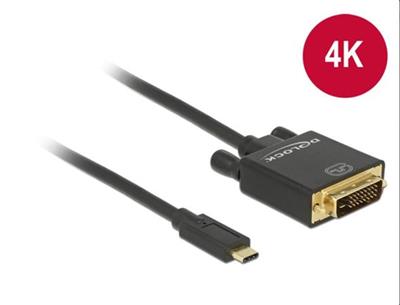 Delock USB Cable Type-C ™ male> DVI 24 + 1 male (DP Alt Mode) 4K 30 Hz 1 m black