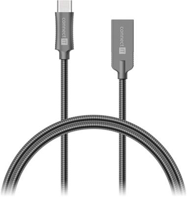 CONNECT IT Wirez Steel Knight USB-C (Type C) - USB-A, metallic anthracite, 1 m