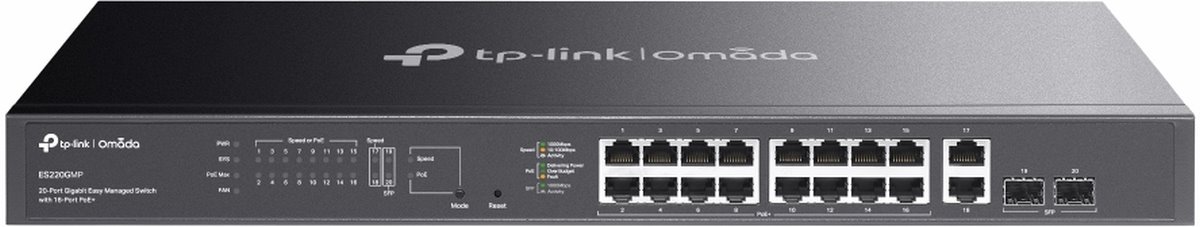 TP-Link ES220GMP - Omada 20-Port Gigabit Easy Managed Switch with 16-Port PoE+