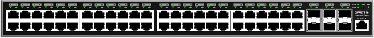 Grandstream GWN7816 Layer 3 Managed Network Switch - 48 ports, 6x SFP+