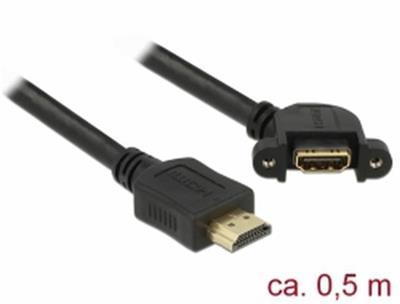 Delock HDMI-A male cable> HDMI-A female mounting panel 110 ° rectangular 4K 30 Hz 0.5 m