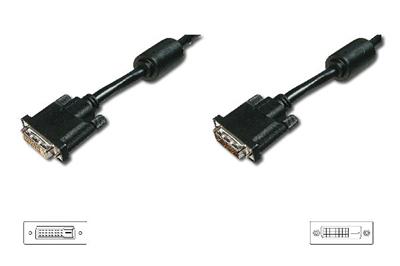 Digitus DVI extension cable, DVI(24+1), 2x ferrit M/F, 3.0m, DVI-D Dual Link, bl