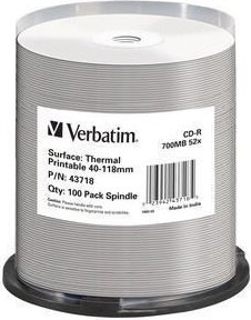 Bazar - VERBATIM CD-R(100-Pack)52x/700MB/ThermalPrintable No ID Brand