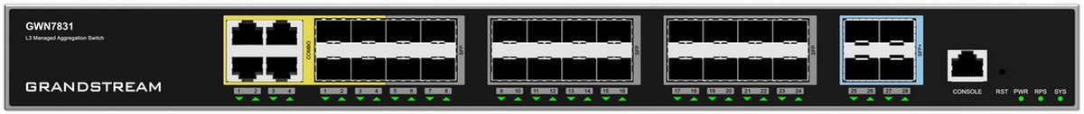 Grandstream GWN7831 Layer 3 Managed Network Switch 24 SFP / 4 SFP+ / 4 combo GbE ports