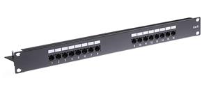 Masterlan patch panel 19 , 16xRJ45, Cat6, 1U, with tie bar, black