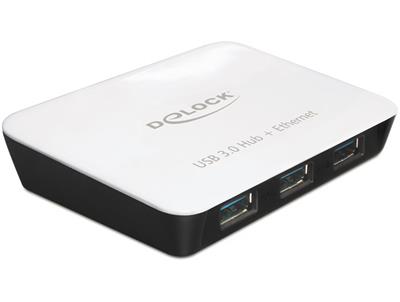 Delock USB 3.0 Hub 3 port + 1 port Gigabit LAN 10/100/1000 Mb / s