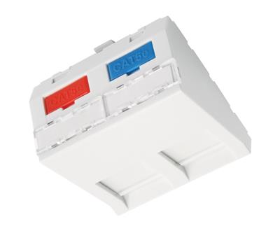 Solarix SXF-M-2-45-WH-U, French style module, 2x keystone, 45x45mm, angled
