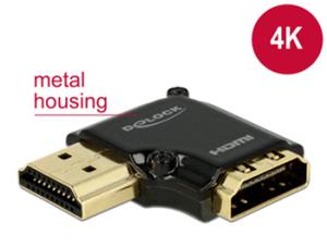 Delock High Speed HDMI Adapter with Ethernet - HDMI-A female> HDMI-A male 4K 90 ° rectangular left