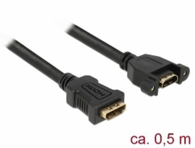 Delock HDMI-A female cable> HDMI-A female mounting panel 4K 30 Hz 0.5 m