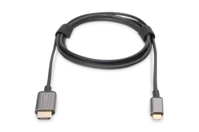 Digitus USB-C - HDMI cable adapter, 1.8 m 4K / 30 Hz, black, metal cover