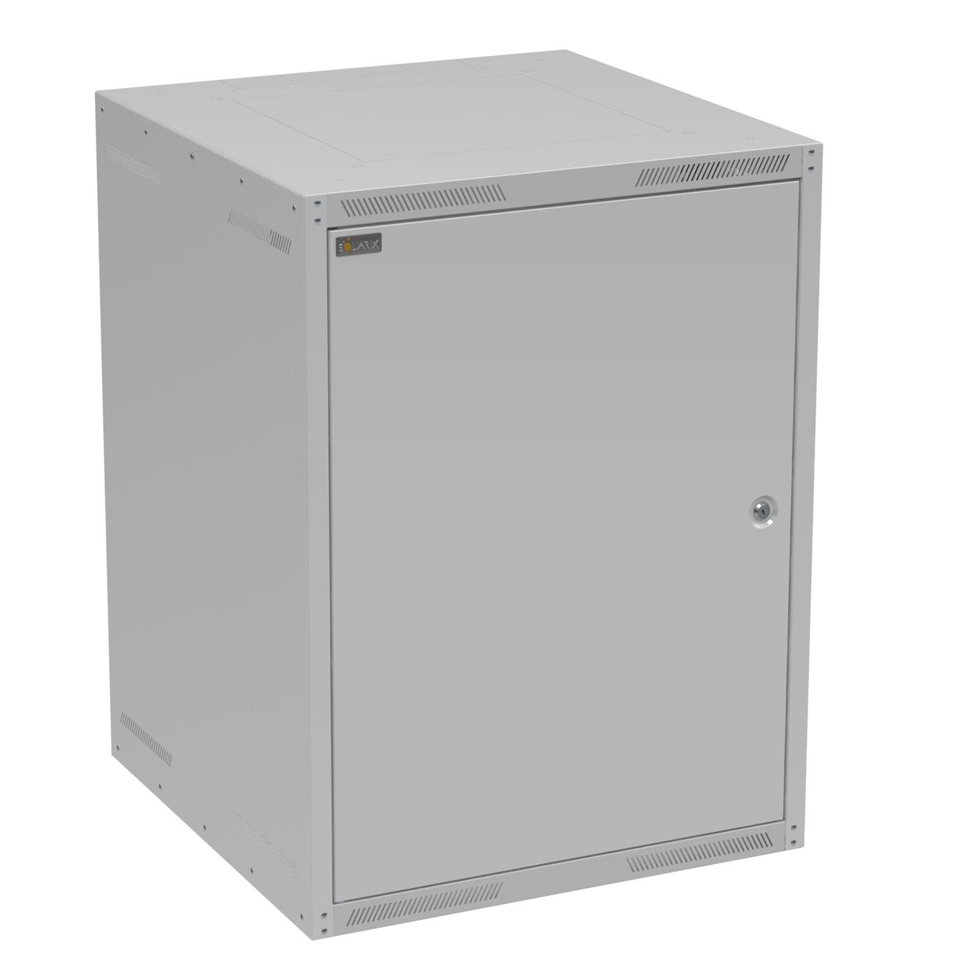 Solarix wall cabinet GrandN 12U 600mm, metal door, RAL 7035