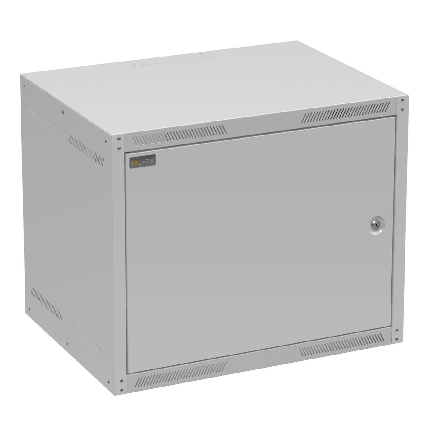 Solarix wall cabinet GrandN 9U 450mm, metal door, RAL 7035