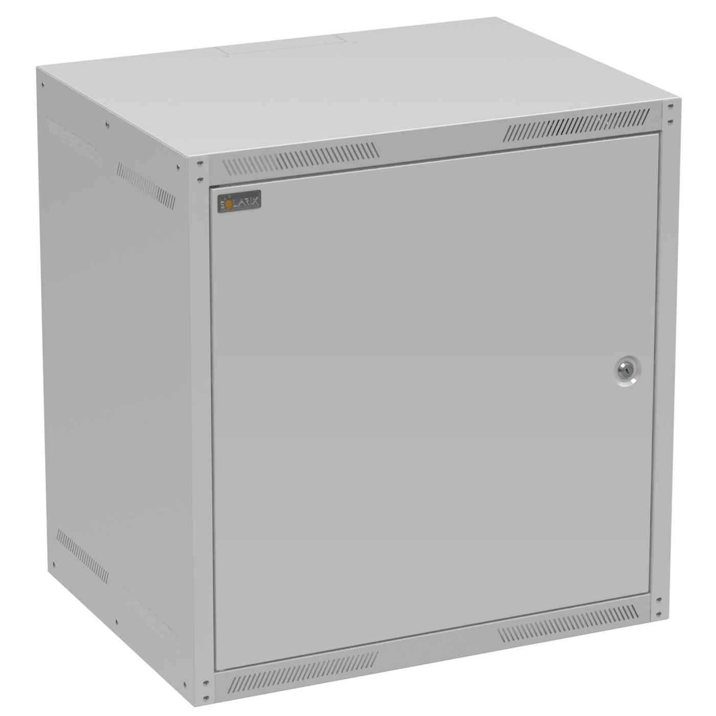 Solarix wall cabinet GrandN DUO 12U 450mm, metal door, RAL 7035
