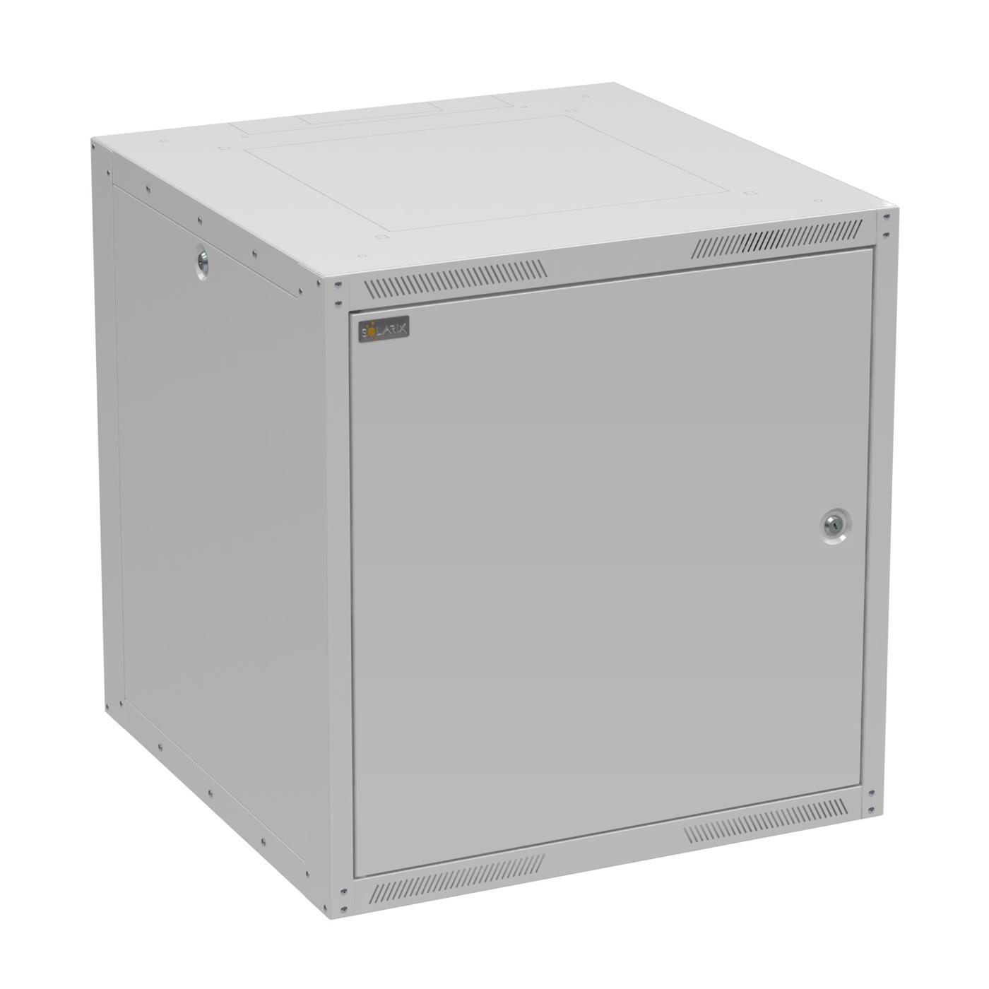 Solarix wall cabinet GrandN DUO 12U 600mm, metal door, RAL 7035