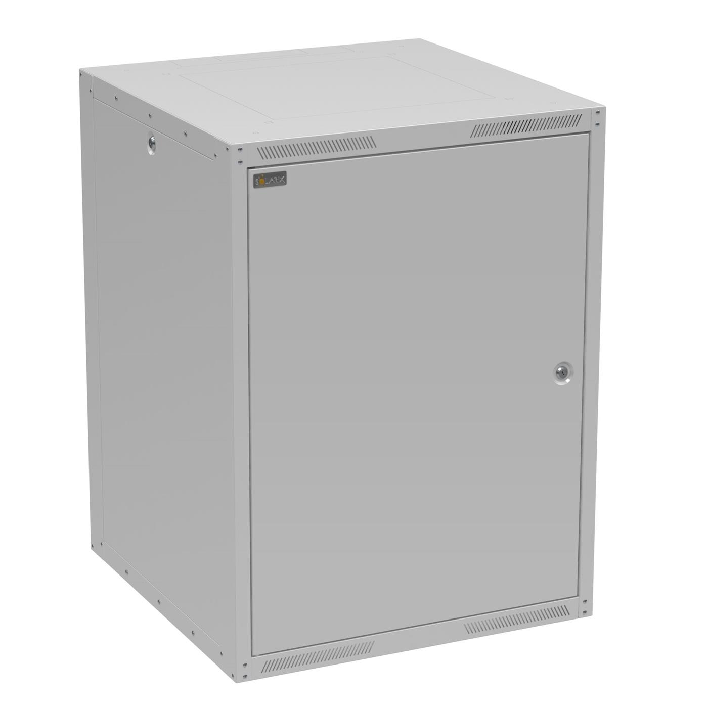 Solarix wall cabinet GrandN DUO 16U 600mm, metal door, RAL 7035