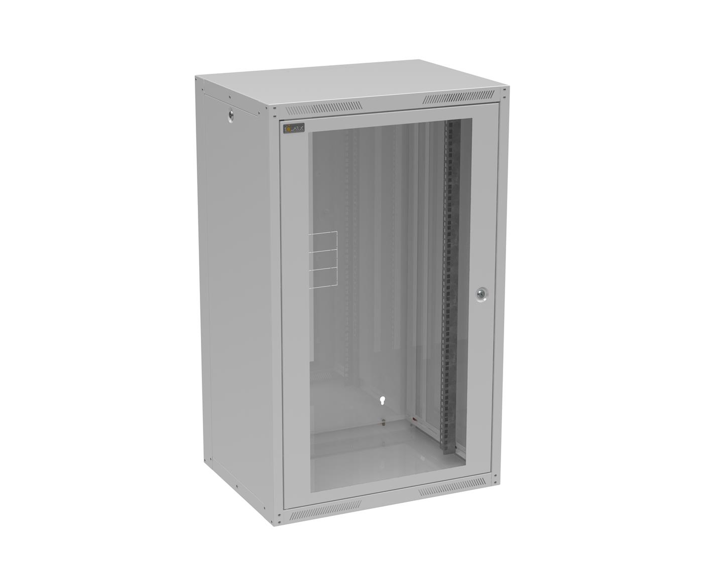 Solarix wall cabinet GrandN DUO 20U 450mm, glass door, RAL 7035