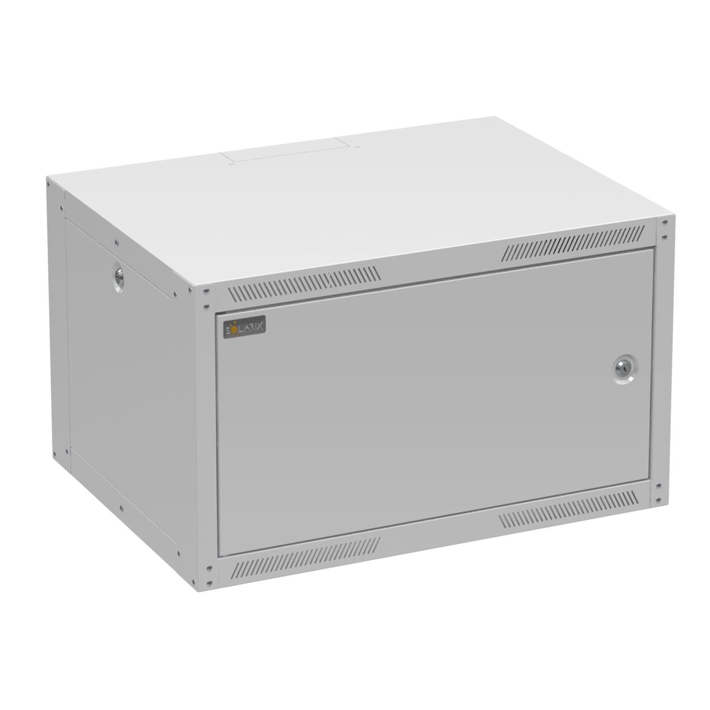 Solarix wall cabinet GrandN DUO 6U 450mm, metal door, RAL 7035