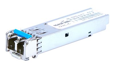 MaxLink 1.25G SFP optical module, industrial -40°C +85°C, SM, 1310nm, 3km, 2x LC connector, DDM