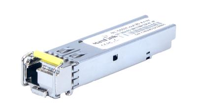 MaxLink 1.25G SFP optical module, industrial -40°C +85°C, WDM(BiDi), SM, Tx 1550/Rx1310nm, 20km, 1x LC connector, DDM