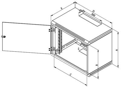 Rack Triton 19  one-sectioned 6U/400mm, glass door, black