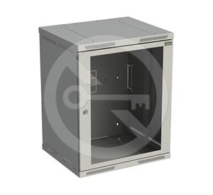 Solarix wall cabinet SENSA 15U 500mm, glass door, grey