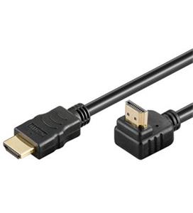 PremiumCord HDMI High Speed + Ethernet cable, gold-plated bent connector 90 ° 1m