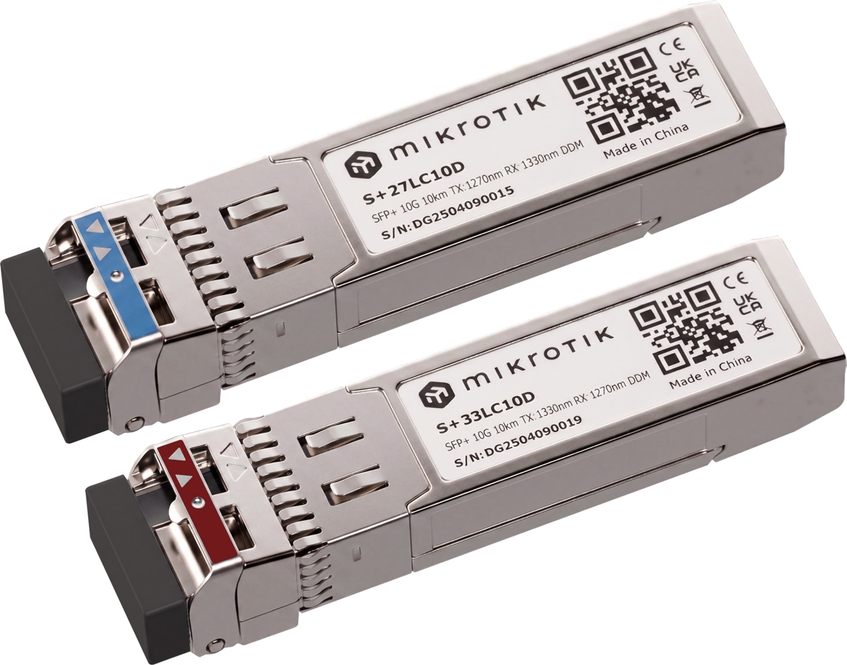 MikroTik S+2733LC10D, Pair of SFP+ optical modules, Single-Mode, 10km, 10G, WDM